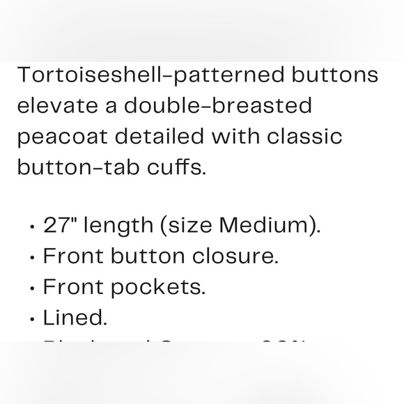 Double breasted black Peacoat w/tortoise buttons - Picture 13 of 13